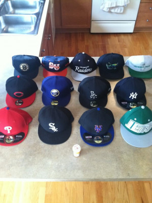 Snapbacks are in the back row. All the rest are fitteds.