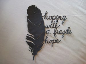 feather, fragile, hope, quote