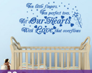 TEN LITTLE FINGERS quote wall stick er art decal baby girl boy nursery ...