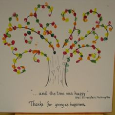 Finger print tree to thank an outgoing preschool art teacher. More