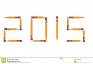 Happy new year 2015, short Pencils isolated on white background ...