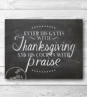 Bible Verse - Chalkboard Art Print - Thanksgiving Home Decor - Bible ...
