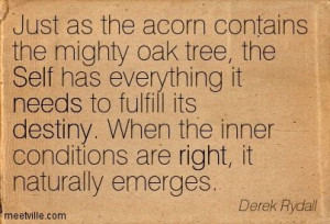 Just as the acorn contains the mighty oak tree, the Self has ...