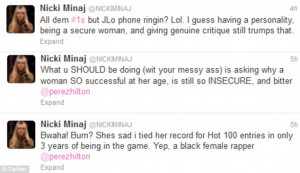 ... INSECURE and bitter': Nicki Minaj re-ignites Mariah Carey feud after