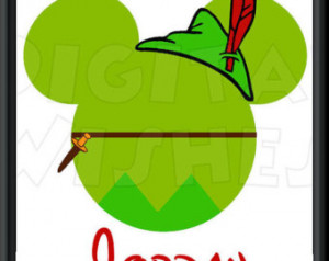 Peter Pan Mickey Mouse head Digital Iron on transfer clip art INSTANT ...