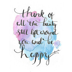 Be happy (Sabine Fischer) Tags: watercolor typography quote quotes ...