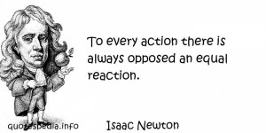 To every action there is always opposed an equal reaction. -Newton.