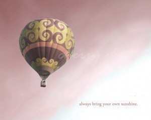 Curlicue Balloon - Hot Air Balloon Pink Sky Inspirational Quote Girls ...