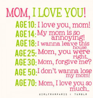 ... Love You! Age 10, I Love You, Mom Age 14, My Mom Is So Annoying