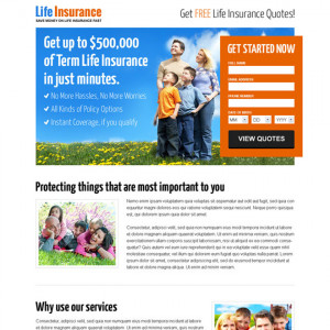 life insurance free quote lead capture landing page design template ...