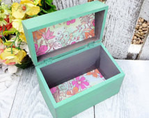 Green SHABBY CHIC / Antiqued Wood R ecipe Box ...