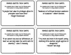 Common Core Writing Task Cards, Bell Ringers, Exit Slips: QUOTES