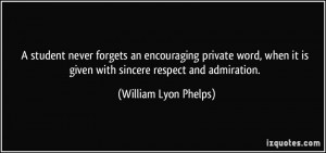 ... it is given with sincere respect and admiration. - William Lyon Phelps
