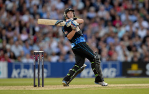 Tom Latham Tom Latham of new Zealand hits out for six runs during the