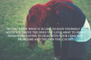 girl, grass, hate, photography, quote, red, thinspo
