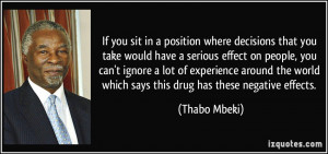 ... world which says this drug has these negative effects. - Thabo Mbeki