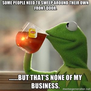 Snitching Kermit the Frog - Some people need to sweep around their own ...