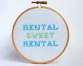 Rental Sweet Rental Cross Stitch - Home Sweet Home - Housewarming Gift ...