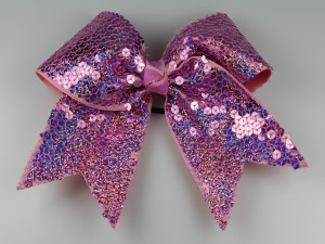 Pink Holographic Sequin Cheer Bow