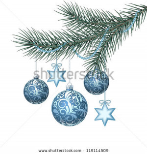 Abstract Winter Blue Background With Stars And Christmas Tree Vector
