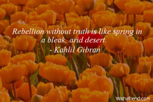 spring-Rebellion without truth is like spring in a bleak, arid desert.