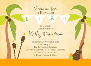 Palm Tree Hawaiian Luau Retirement Party Invitation