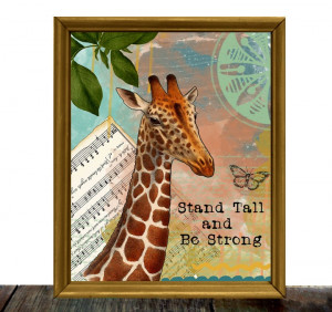 Giraffe Art Print - 8x10 Inspirational Quote Art - Mixed Media Collage ...