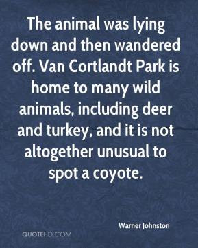 Warner Johnston - The animal was lying down and then wandered off. Van ...