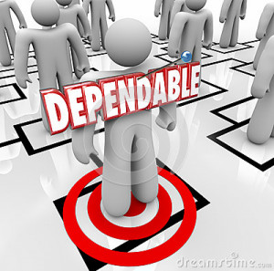 Dependable 3d word on a worker, employee or staff member who is best ...