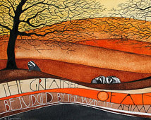 Badgers - Wild Animals in the Woods A3 Art Print of Original ...