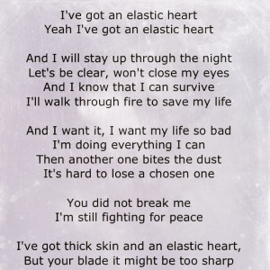 ... hard to lose a chosen one ... Elastic Heart ~ SiaElastic Heart Sia