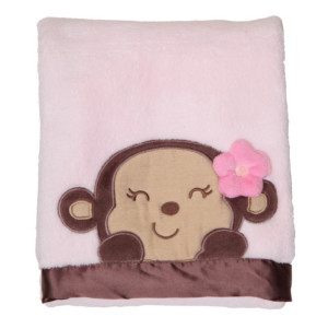 Pink Monkey Baby Blanket