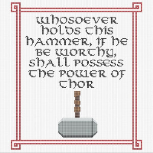 Thor's Hammer quote counted cross stitch PDF by CapesAndCrafts, £2.30