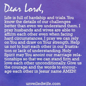 Hardship --- Dear Heavenly Father, Life is full of hardship and trials ...
