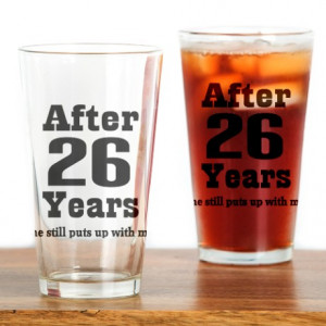 kitchen and entertaining 26th anniversary funny quote drinking glass