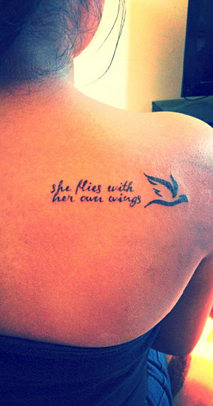 She flies with her own wings. I want this except a little bigger!