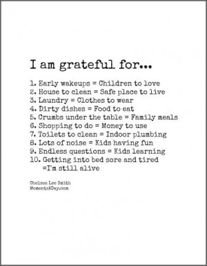 10 Things Mom is Grateful For - Printable