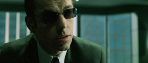 Photo of Hugo Weaving, portraying Agent Smith , in 