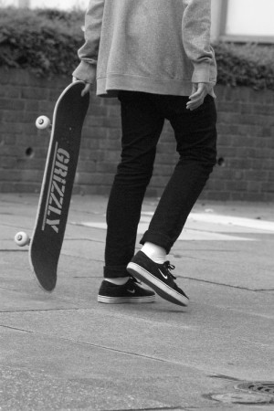 skateboarding Black and White queue johnny