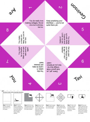 Are you Tavi Gevinson? Free printable cootie catcher for tween and ...