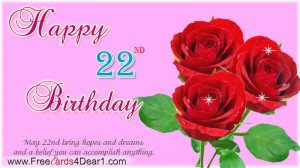 Happy 22nd Birthday Greeting Ecard