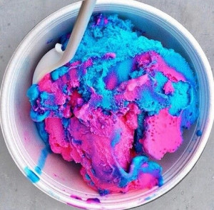 Bubble gum colorful ice cream