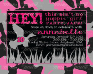 Duck Dynasty Type Pink Camo & Duck Birthday Invitation ...
