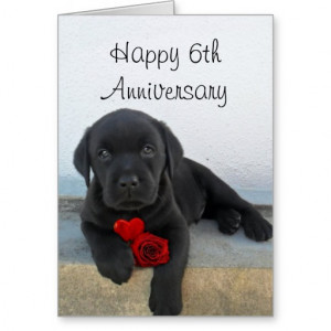Happy 6th Anniversary Labrador puppy greeting card