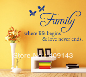 butterfly family life wall art stickers quotes home decoration decor ...