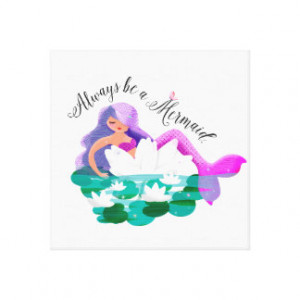 Cute Water Lily Mermaid Wrapped Canvas Gallery Wrap Canvas
