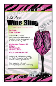 Who loves wine & bling??? Try our invitations for your direct sales ...