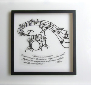 DRUMS Music Notes and Quote Silhouette Paper Cut Handmade, GRADUATION ...