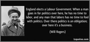 England elects a Labour Government. When a man goes in for politics ...
