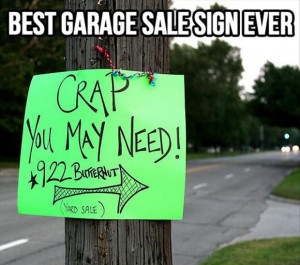 funny garage sale sign